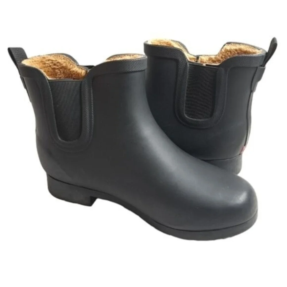 Chooka Women's Waterproof Black Ankle‎ Boots Faux Fur Size 8